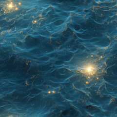 Obraz premium Seamless deep blue glowing ocean waves texture with sparkling reflections