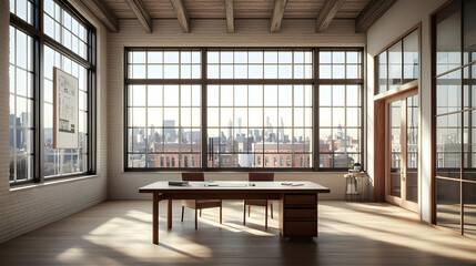 Obraz premium Modern Loft Office with City View