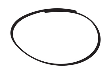 Black circle pen draw. Highlight hand drawn black circle isolated on white background. Handwritten black circle. For marker pen, pencil. Vector eps 10