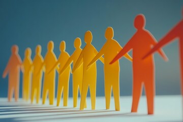 Cheerful Women Paper Silhouettes Side by Side