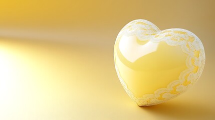 Yellow Heart Adorned With Delicate White Lace