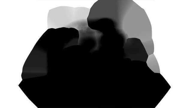 Drops of jet-black liquid spreading across a damp white base, artistic abstract painting animation concept bold cool nice motion dynamic elegant 3D rendering 4K footage.