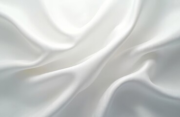 Obraz premium White waving silk fabric with smooth flowing texture. Gentle soft delicate folds, light sheen. Luxurious lightweight textile background for fashion designs.