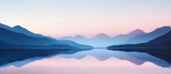 Fototapeta premium Serene Mountain Landscape at Dusk with Mirror Lake Reflection