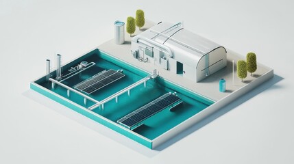 Sustainable energy solutions diagram flat design side view green technology theme water color Complementary Color Scheme.