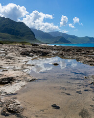 Tidepools on a Rugged Natural Beach Near Makaha on the West Side of the Island of Oahu, Hawaii