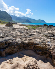Tidepools on a Rugged Natural Beach Near Makaha on the West Side of the Island of Oahu, Hawaii