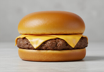 Smash Burger Clássico com Pão Macio e Queijo Derretido sobre Fundo Cinza