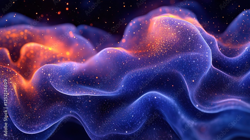Poster dynamic colorful waves of light abstract space digital art vibrant environment close-up conceptual b