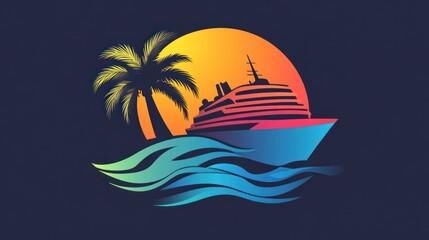 Obraz premium Sunset Cruise: Tropical Getaway on the Ocean