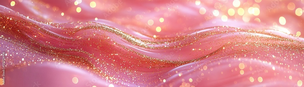 Poster captivating glittering waves abstract art digital creation soft lighting close-up view elegance and 