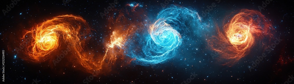 Canvas Prints cosmic dance of colorful galaxies outer space digital art cosmic environment wide view astronomical 