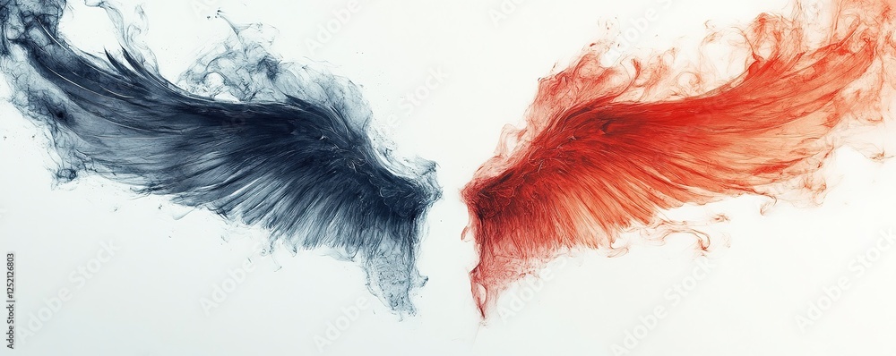 Poster dynamic contrast of black and red wings abstract art visual design digital environment artistic pers