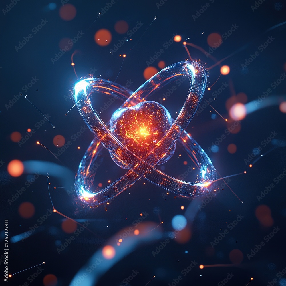 Poster exploring atomic structures scientific research lab digital art abstract environment macro viewpoint