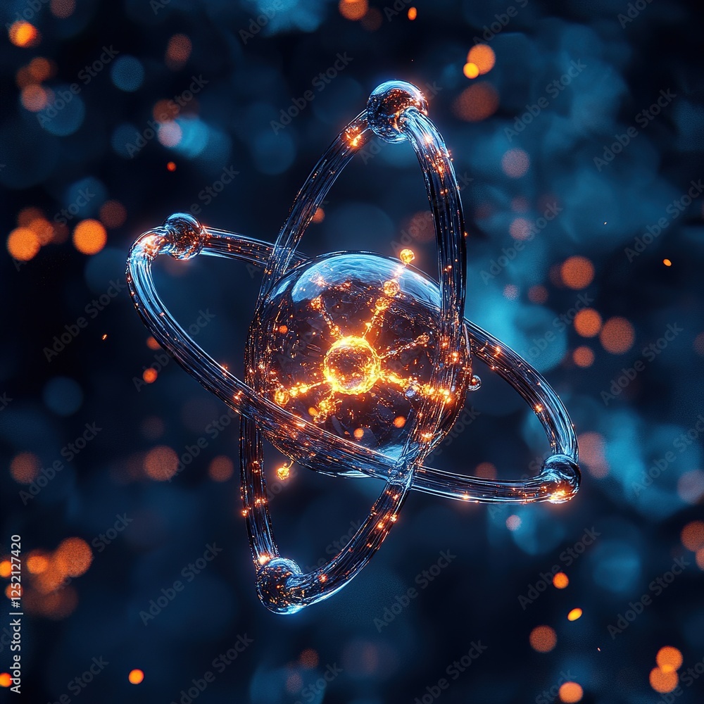 Poster exploring atomic structures science lab digital illustration abstract environment close-up view quan