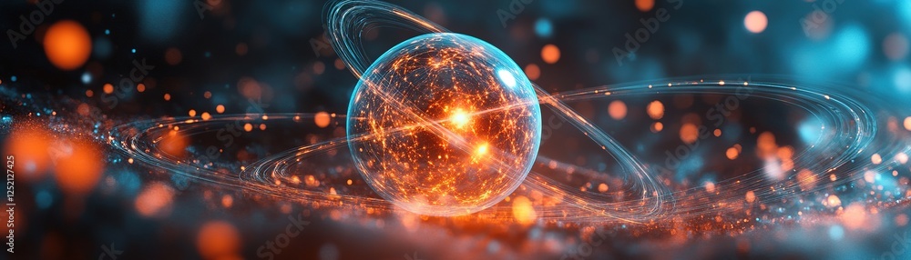 Aufkleber cosmic energy sphere digital universe abstract visualization sci-fi environment close-up view quantu