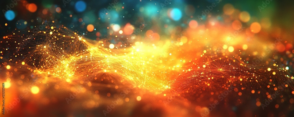 Aufkleber dynamic light patterns abstract space digital art vivid colors close-up energy and movement
