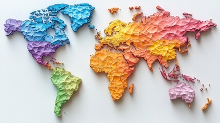 Colorful Textured World Map Relief