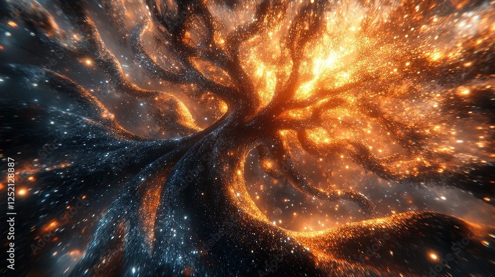 Aufkleber cosmic tree of life cosmic event outer space digital art ethereal environment abstract viewpoint