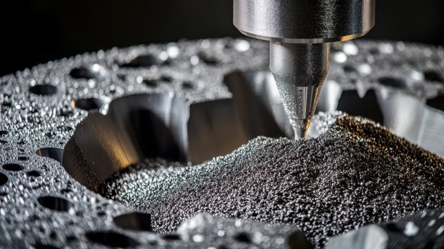 A D printer bed filled with powdered titanium used for aerospace parts.