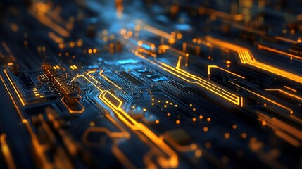 A cleanroom electronics production line assembling circuit boards with high-tech machinery.