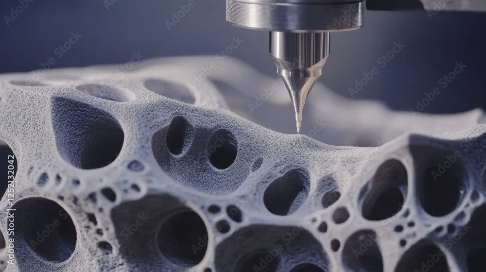 Aufkleber a close-up of a laser sintering d printer building a complex structure.