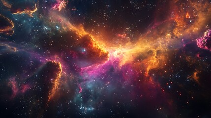 Fototapeta premium Artistic shot of colorful powder in dark space