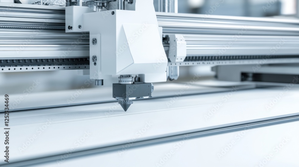 Poster a futuristic hybrid manufacturing machine integrating laser sintering and cnc machining.