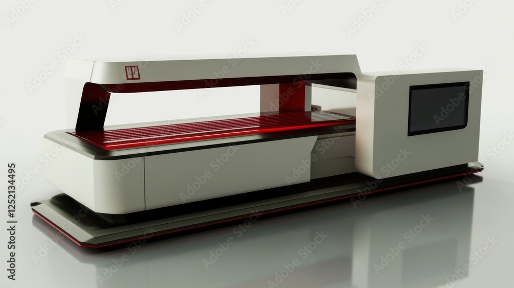 Poster a futuristic hybrid manufacturing machine integrating laser sintering and cnc machining.