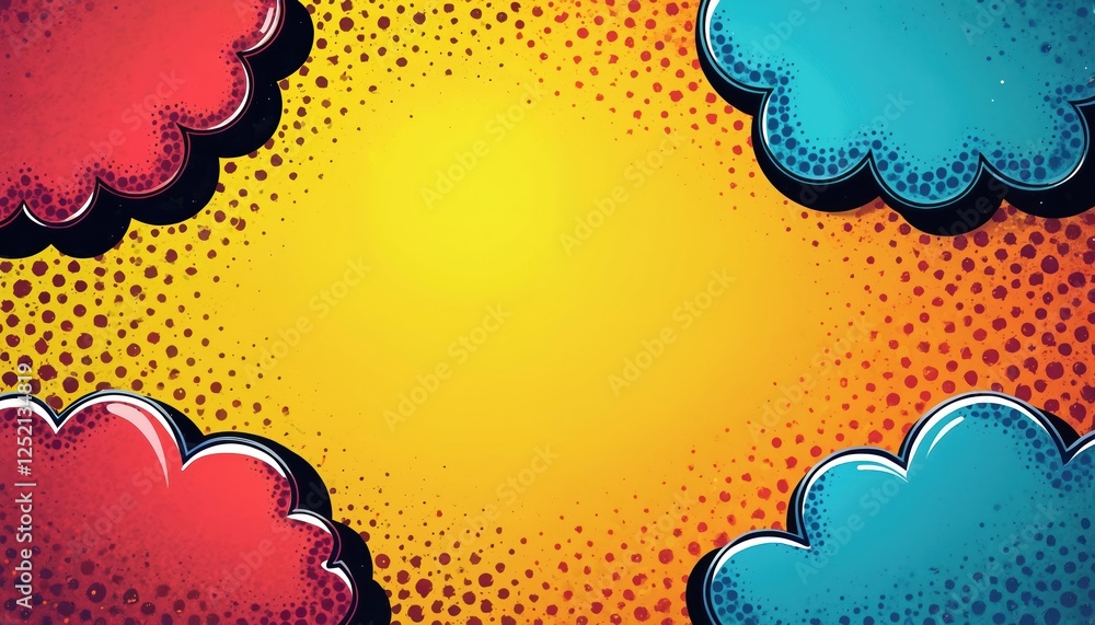 Poster colorful comic abstract background template in pop-art style. blank layout with space for text. cart