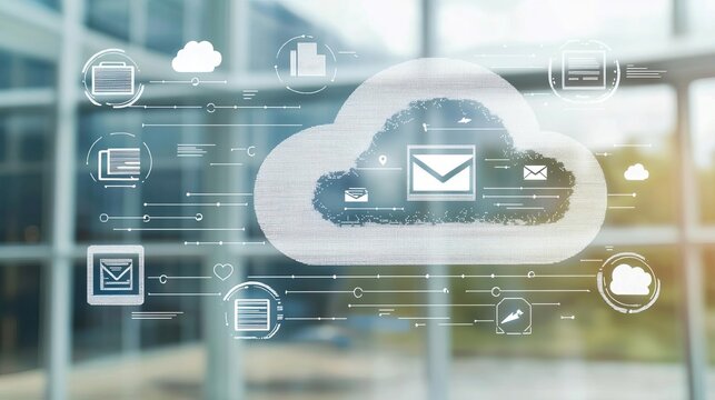 AI Education Technology Digital E-learning Cpncept Cloud computing and email communication concept.