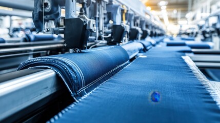A modern textile industry using automated sewing and cutting machines.