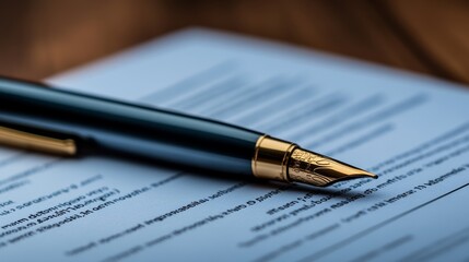 Elegant fountain pen resting on a formal document emphasizing professionalism and attention to detail in business affairs