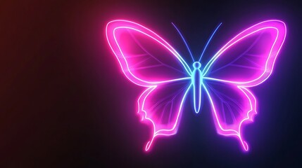 Fototapeta premium Neon Butterfly Wings Glowing Brightly In The Dark