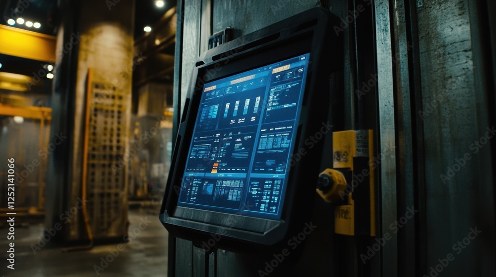 Poster a touch screen interface displaying passfail data in a production facility.