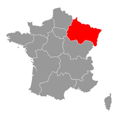 Obraz premium Greater East of France map symbol shape, travel web flat concept icon symbol vector .