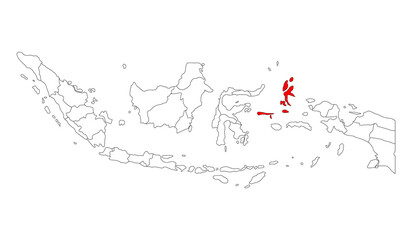 Indonesia detailed North Maluku map shape, Flat web graphic concept icon symbol vector illustration .