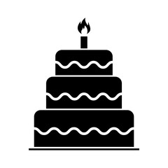 Sweet cake icon, bakery dessert food symbol, happy birthday day graphic vector illustration .