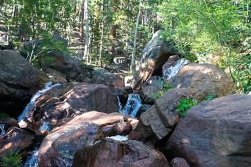 water flowing through rocks