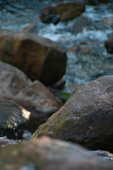 water flowing through rocks