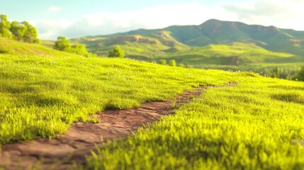 Lush Vibrant Landscapes with Realistic Details and Scenic Paths in a Natural Setting