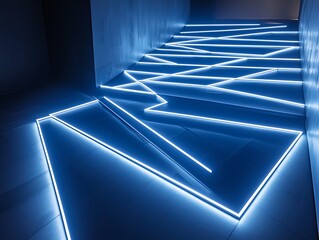 Abstract glowing bars creating pathways for seamless collaboration