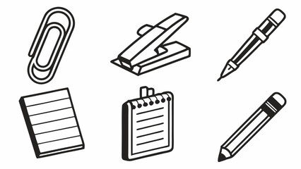 Vector Illustration of Essential Stationery Items