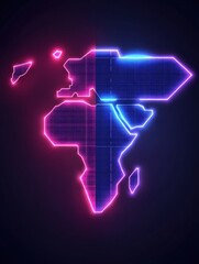 Neon Glowing Digital World Map Design