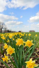 flowers field daffodil daffodil flower spring space field grass narcissus yellow bouquet background sunlight wallpaper blooming meadow natural green floral copy flower seasonal concept leaf sunny
