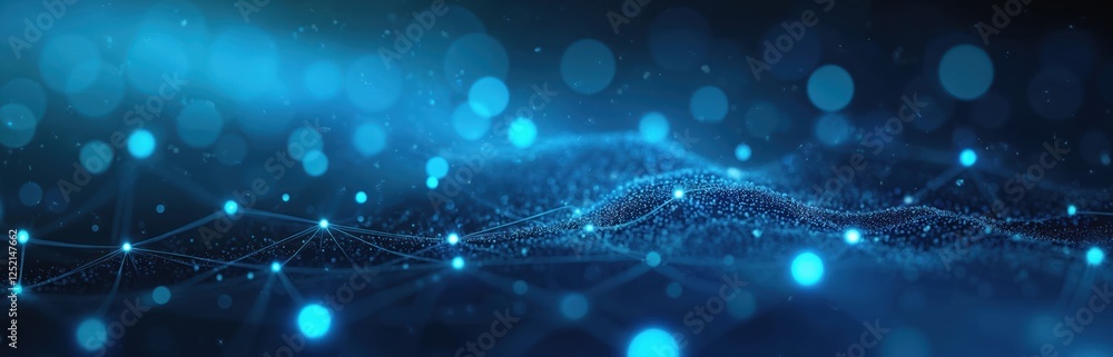 Poster vibrant blue abstract tech background with connections between dots. futuristic backdrop with data p