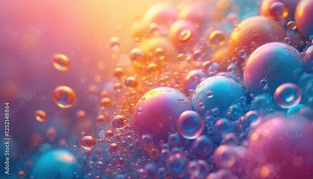 Aufkleber vibrant abstract background with colorful glossy shiny bubbles of various sizes. perfect for modern 