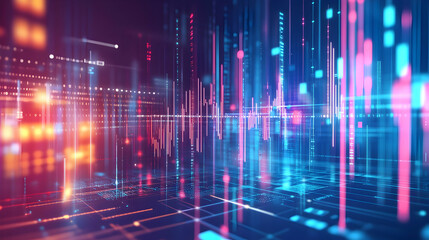 Fototapeta premium Abstract digital data flow, glowing lines, technology background