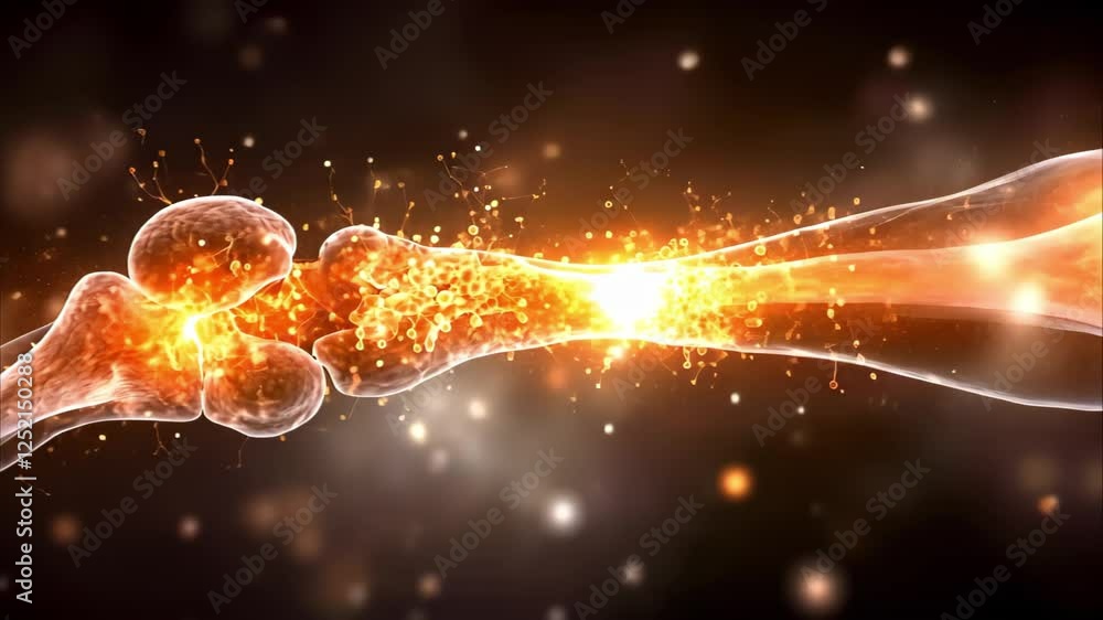 Poster a visual representation of synaptic connections between neurons, illustrating the transmission of si