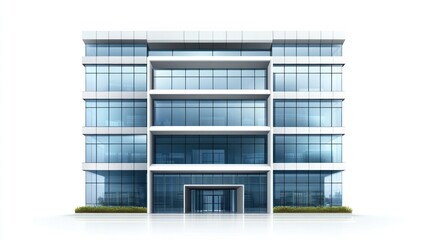 Modern office building facade on white background